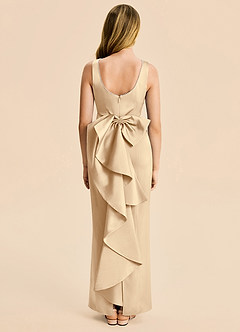 Azazie Emi Junior Champagne Sheath Bow Stretch Satin Dress image5