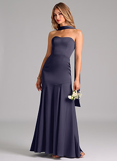 Azazie Shiloh Vestidos de damas de honor Vestido de Tormenta de Satén Elástico de Corte Sirena Convertible con Sin tirantes image6