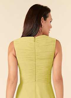 Azazie Theron Kleider für die Brautmutter A-Linie V-Hals Gefaltet Chiffon Kleid Kanarienvogel image5