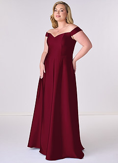 Barbie ♥ Azazie Bridesmaid Dresses Burgundy A-Line Off the Shoulder Stretch Satin Convertible Dress image9