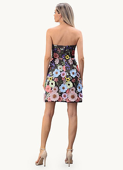 Maraya Black and Multi Mini Dress image5