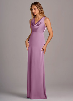 Azazie Wrenlee Bridesmaid Dresses Wisteria A-Line Stretch Satin Dress image3