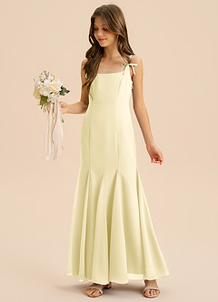 Azazie Evey Junior Abito Sirena in Chiffon Plissettato Sorbetto Al Limone image1