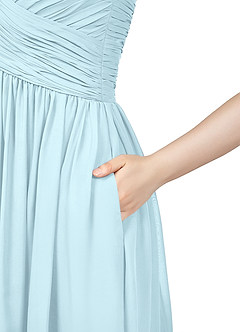 Azazie Angie Bridesmaid Dresses Cloud Blue A-Line Corset Chiffon Dress image10