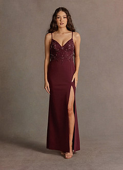 Amber Wine Key Hole Gown image3