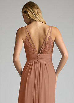Azazie Maren Allure Bridesmaid Dresses Bronzer A-Line V-Neck Lace Chiffon Dress image2