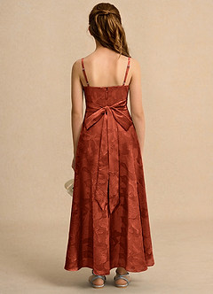 Azazie Pebbles Junior Formal Jurken voor bloemenmeisjes A-Lijn Jurk van Bloemen Burn-out Geplooid Kastanjebruin image3