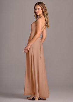Azazie Mei Brautjungfernkleider A-Linie Chiffon Kleid Champagner Rosa image5