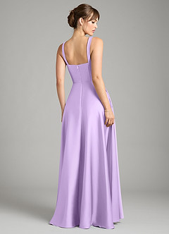 Azazie Shaude Bridesmaid Dresses Lilac A-Line Pleated Stretch Satin Dress image2