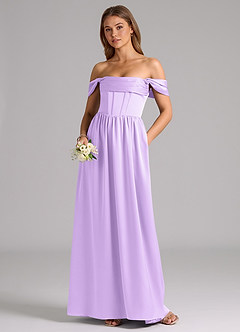 Azazie Hattie Bridesmaid Dresses Lilac A-Line Corset Stretch Satin Dress image5