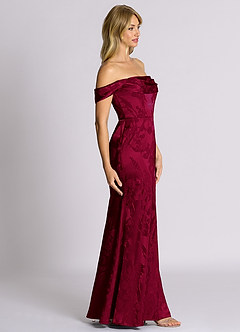 Azazie Saige 신부 들러리 드레스 인어 오프 더 숄더 자카드 바닥 길이 드레스 image6