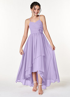 Azazie Catalina Junior Lilac A-Line Ruched Chiffon Dress image1