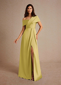 Azazie Milton Suknie dla Matki Panny Młodej Linia A Pofałdowany Satyna elastyczna Długość podłogi Sukienka image1