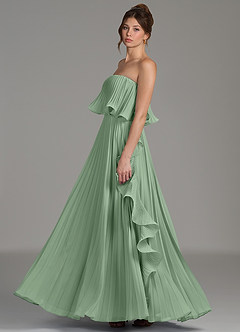 Azazie Alexia Robes de demoiselle d'honneur Robe Trapèze en Mousseline de soie Rayé Matcha image5