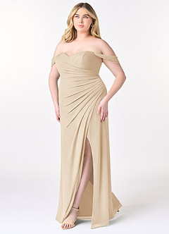Azazie Tessa Bridesmaid Dresses Sheath Sweetheart Off-The-Shouler Mesh Floor-Length Dress image9