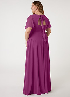 Azazie Kimber Bridesmaid Dresses Orchid A-Line Flounce Sleeve Chiffon Dress image17