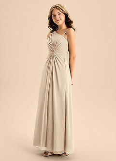 Azazie Brooke Junior Champagne A-Line Side Slit Chiffon Dress image6