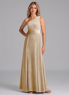 Azazie Dallas Robes de demoiselle d'honneur Robe Trapèze en velours Ue épaule Champagne image4