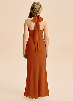 Azazie Velli Junior Meerjungfrau-Linie Hoher Kragen Chiffon Kleid Paprika image2