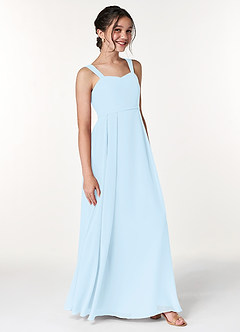Azazie Simoan Junior Sky Blue A-Line Sweetheart Neckline Chiffon Dress image3
