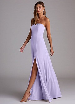Azazie Wren Bridesmaid Dresses Lilac A-Line Side Slit Chiffon Convertible Dress image4