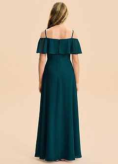 Azazie Maggie Junior Pine A-Line Off the Shoulder Chiffon Dress image2