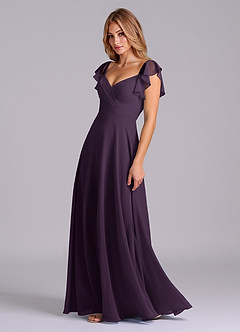 Azazie Leilani Bridesmaid Dresses Plum A-Line Pleated Chiffon Dress image5