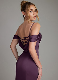 Azazie Nira Abiti da Damigella Abito Sirena in Raso Elasticizzato Corsetto Prugna image2
