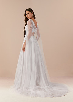 Azazie Goddess Abiti da Sposa Abito A-Line in Tulle con Scollo a V e Paillettes Bianco Diamante Moka image4