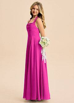 Azazie Kady Junior Robe Trapèze en Mousseline de soie Décolleté en cœur Fuchsia image5