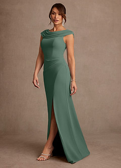 Azazie Irvine Mother of the Bride Dresses Eucalyptus A-Line Pleated Chiffon Dress image1