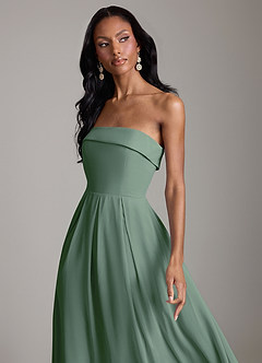 Azazie Lucienne Bridesmaid Dresses Eucalyptus A-Line Strapless Chiffon Convertible Dress image4