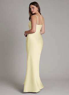 Azazie Ambra Brudtärnklänningar Klä av Sjöjungfru i Stretch Satin Plisserad Citronsorbet image7