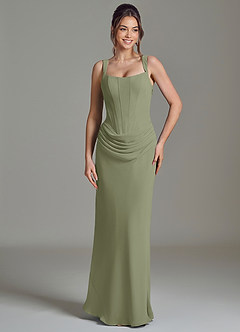 Azazie Niamh Bridesmaid Dresses Pistachio Mermaid Corset Chiffon Dress image5