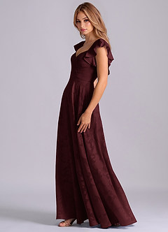 Azazie Leilani Bridesmaid Dresses Cabernet A-Line Sweetheart Neckline Floral Burnout Dress image5