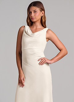 Azazie Nerine Bridesmaid Dresses White Alabaster A-Line Pleated Chiffon Dress image6