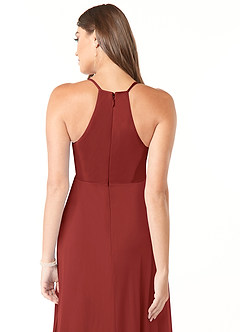 Azazie Annabelle Maternity Bridesmaid Dresses A-Line V-Neck Pleated Mesh Floor-Length Dress image3