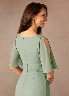 Azazie Pascual Mother of the Bride Dresses Dusty Sage A-Line Pleated Chiffon Dress image8