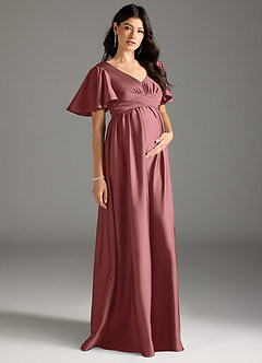 Azazie Verna Abiti da damigella d'onore premaman Abito A-Line Increspato Raso Elasticizzato Floor-Length image5
