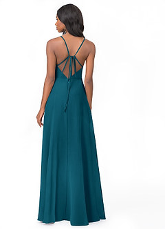 Azazie Everleigh Bridesmaid Dresses Ink Blue A-Line Sweetheart Pleated Chiffon Dress image2