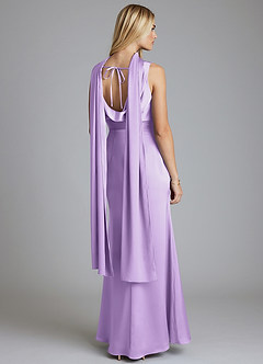 Azazie Tallie Bridesmaid Dresses Lilac Mermaid Pleated Stretch Satin Dress image4