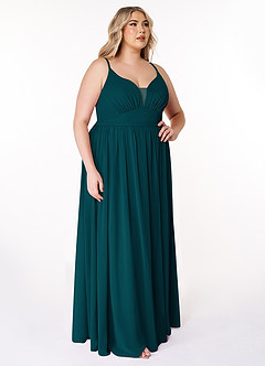 Azazie Rayna Brautjungfernkleider A-Linie V-Hals Gefaltet Chiffon Kleid Kiefer image10