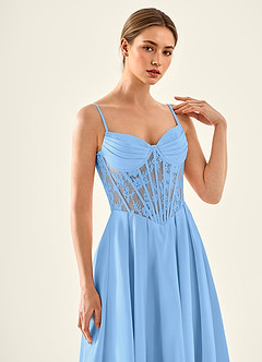 Nimbus Light Blue Cutout Corset Satin Prom Dress image7