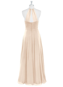 Azazie Ginger Bridesmaid Dresses White Alabaster A-Line Halter Pleated Chiffon Dress image7