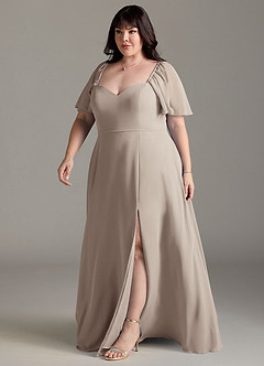 Azazie Chloe Brautjungfernkleider A-Linie Herzausschnitt Chiffon Kleid Frost image11