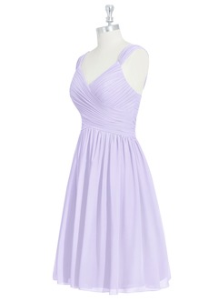 Azazie Angie Bridesmaid Dresses Lilac A-Line Corset Chiffon Dress image9