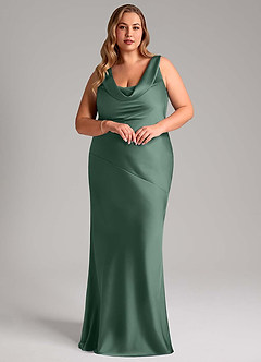 Azazie Rylina Bridesmaid Dresses Eucalyptus Mermaid Stretch Satin Dress image9