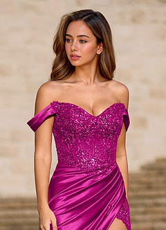 Opulence Magenta Robe de bal corset fleurie image5