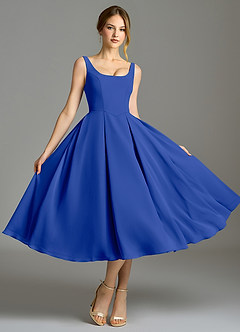 Azazie Amalie Brautjungfernkleider A-Linie Plissee Chiffon Kleid Königsblau image5