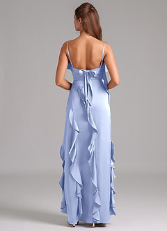 Azazie Malia Robes de demoiselle d'honneur Robe Trapèze en Satin extensible Fente Latérale Eis image6